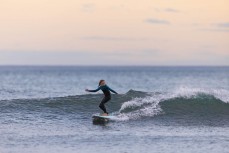 Hazel Jenks during an evening surf at the point at St Clair, Dunedin, New Zealand.
Photo: Derek Morrison