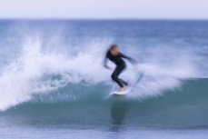 Rewa Morrison makes the most of a small swell and offshore conditions at  St Clair, Dunedin, New Zealand.
Photo: Derek Morrison