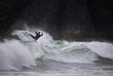Paul Moretti goes to the air during a Backdoor surf trip in the South Island, New Zealand. Photo: Derek Morrison