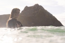 Rewa Morrison during a fun swell at Blackhead, Dunedin, New Zealand.