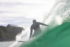 Luke Darby makes the most of a fun swell at Blackhead, Dunedin, New Zealand.