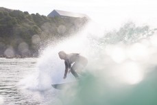 Rewa Morrison during a fun swell at Blackhead, Dunedin, New Zealand.