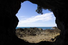 A cave at Lottin Point on the East Cape,, New Zealand.