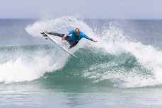Defending Champion Dune Kennings throws everything into his final at the 2024 New Zealand Surfing Championships held at St Clair, Dunedin, New Zealand.