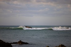 A new swell wraps into south-facing beaches in Wellington, New Zealand.