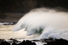 A new swell wraps into south-facing beaches in Wellington, New Zealand.