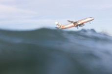 A Jetstar flight takes off at Lyall Bay,  Wellington, New Zealand.