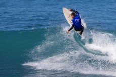 Frank Roberts on form for the Kaikoura Grom Comp held at a surf break near Kaikoura, New Zealand. Photo: Derek Morrison
