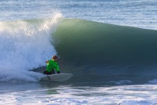 Jack Tyro competes in the 2024 Kaikoura Coldwater Classic at a surf break near Kaikoura, New Zealand. Photo: Derek Morrison