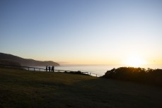 The Modern Māori Quartet at sunrise on Otago Peninsula, Ōtepoti, Aotearoa New Zealand . Photo: Derek Morrison