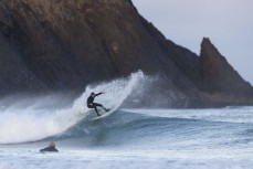 Luke Murphy makes the most of a small winter swell at Blackhead, Dunedin, New Zealand.Photo: Derek Morrison