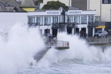 A large winter storm swell rolls into the seawall at St Clair, Dunedin, New Zealand.
Photo: Derek Morrison