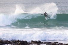 Luke Murphy during a fun winter swell at a beachbreak near Dunedin, New Zealand.Photo: Derek Morrison