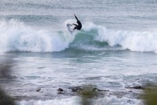 Lewis Murphy during a fun winter swell at a beachbreak near Dunedin, New Zealand.Photo: Derek Morrison