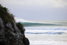 Empty waves during a swell on the north coast of Dunedin, New Zealand.