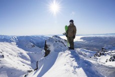 Keo Morrison explores terrain at Cardrona ski field, Cardrona Valley, Wanaka, New Zealand.