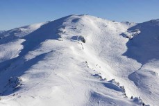 Backcountry tracks at Cardrona ski field, Cardrona Valley, Wanaka, New Zealand.