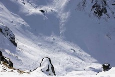 Backcountry tracks at Cardrona ski field, Cardrona Valley, Wanaka, New Zealand.