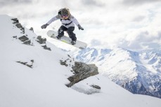 Rewa Morrison tests a line at Treble Cone ski field, Wanaka, New Zealand.