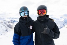 Kobe and Liam Coleman at Treble Cone ski field, Wanaka, New Zealand.