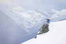 Marlee Silva competes at the opening round of the New Zealand Junior Freeride Tour held at Treble Cone ski field, Wanaka, New Zealand.