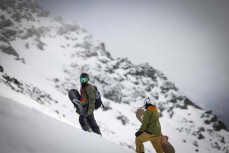 Japanese competitor Kizuna Takahashi climbs to the top of the Elevator with her mum – also her coach – ahead of the NZ Junior Freeride Tour held at The Remarkables, Queenstown, New Zealand. August 30-31, 2024.