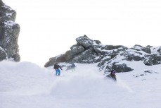 Rewa Morrison inspects the Elevator ahead of comp day at the NZ Junior Freeride Tour held at The Remarkables, Queenstown, New Zealand. August 30-31, 2024.