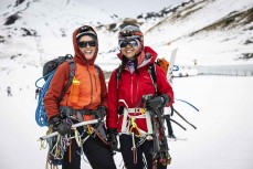 Climbers Sarah and Kate, of Auckland, out exploring at The Remarkables ski field, Queenstown, Central Otago, New Zealand.
