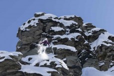 Frontflip during a powder day at Treble Cone ski field, Wanaka, New Zealand.