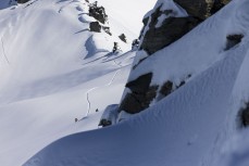 Backcountry adventures during a powder day out the back of Treble Cone ski field, Wanaka, New Zealand.