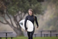 Rewa Morrison at Manu Bay, Raglan, Waikato, New Zealand.