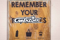 Sign at Manu Bay, Raglan, Waikato, New Zealand.