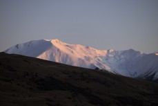 Dawn light on mountains in the Cardrona Valley, Wanaka, New Zealand.