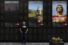 Derek Morrison with my finalist image in the 2024 New Zealand Geographic Photographer of the Year awards on display at Britomart in downtown Auckland, New Zealand.Photo: Derek Morrison