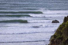 A lumpy swell on the north coast of Dunedin, New Zealand.