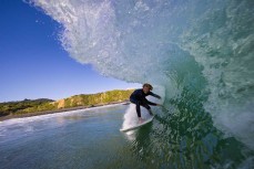 Keo Morrison gets barelled during a small punchy swell at Blackhead, Dunedin, New Zealand.Photo: Derek Morrison
