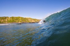 Jeff Patton gets barreled during a small punchy swell at Blackhead, Dunedin, New Zealand.Photo: Derek Morrison