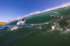 Keo Morrison gets barelled during a small punchy swell at Blackhead, Dunedin, New Zealand.Photo: Derek Morrison
