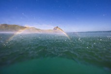 Double rainbows during a small punchy swell at Blackhead, Dunedin, New Zealand.Photo: Derek Morrison