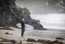 Che Bliss during a swell on the north coast of Dunedin, New Zealand.