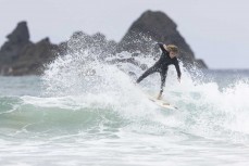 Lewis Murphy at a remote beach break in the Catlins, New Zealand. Photo: Derek Morrison