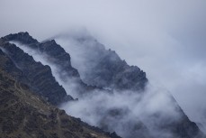 Stormy weather in the tops of The Remarkables, Queenstown, Central Otago, New Zealand. Photo: Derek Morrison