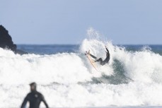 Ruben Peyroux makes the most of a swell at Second Beach near St Clair, Dunedin, New Zealand.