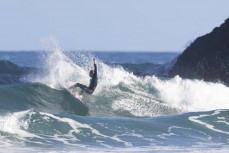 Ruben Peyroux makes the most of a swell at Second Beach near St Clair, Dunedin, New Zealand.