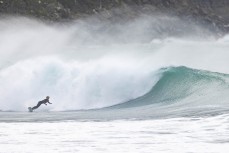 Keo Morrison at a remote break in the Catlins, New Zealand. Photo: Derek Morrison