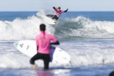 Lewis Murphy during the 2025 Connect Group SISA Kaikoura Grom Comp held at a surf break near Kaikoura, New Zealand. Photo: Derek Morrison