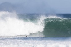 Alani Morse at a remote reef break in the Catlins, New Zealand. Photo: Derek Morrison