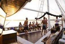 The 2025 Mahogany kiwi crew at dusk in the Mentawai Islands, Sumatra, Indonesia.