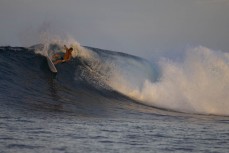 Frank Roberts makes the most of a dusk session at a remote reef in the Mentawai Islands, Sumatra, Indonesia.