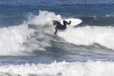 Keo Morrison at a beachbreak near Brighton, Dunedin, New Zealand.